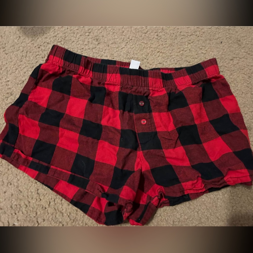 Plaid Red and Black pajama Shorts
